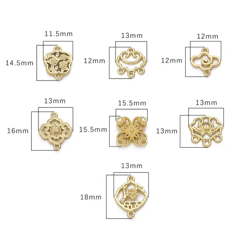 Connecteurs de Bijoux de Style Chinois Alliage Lotus Pivoine Nuages de Bon Augure Or Rempli 14K Argenté Épais Breloques DIY Matériaux Pendentifs
