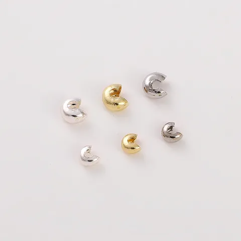 Alloy 14K Gold Filled Silver Plated Crimp Bead Covers Open C Buckle Findings For DIY Necklace Bracelet Jewelry Making