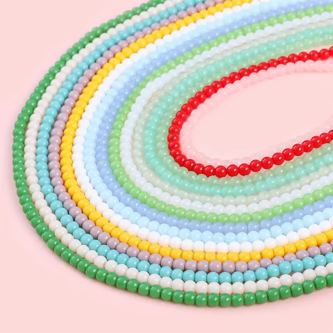 4mm Glass Round Loose Beads Solid Color Faux Jade Beads For DIY Necklace Bracelet Jewelry Making Handmade Accessories