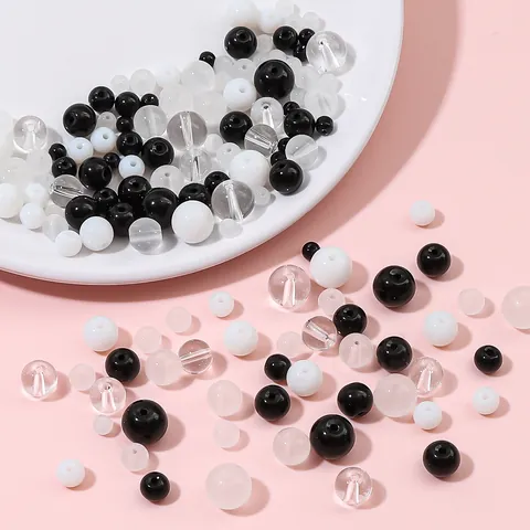 Runde Glasperlen Lose Perlen Für DIY Schmuckherstellung Armband Halskette Handgefertigtes Handwerk Zubehör Mehrere Farben