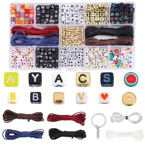 Alphabet Perlen Wachskordel Herz Wassermelone Anhänger Für DIY Schmuckherstellung Armband Halskette Handgemachtes Zubehör Kit