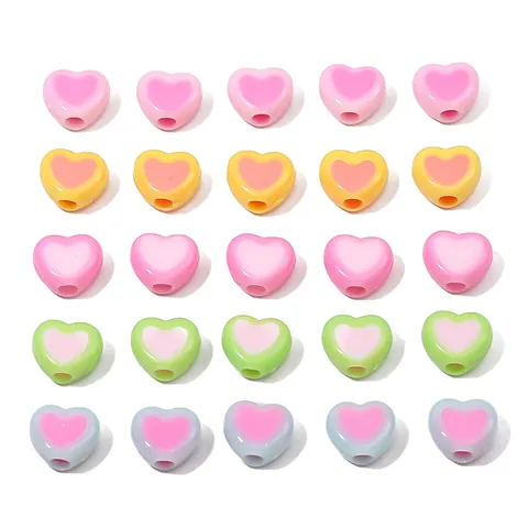 Perles de Cœur en Acrylique Pour Création de Bijoux DIY Macaron Bicolores Perles Pour Bracelet Collier Accessoire Style Doux Femmes