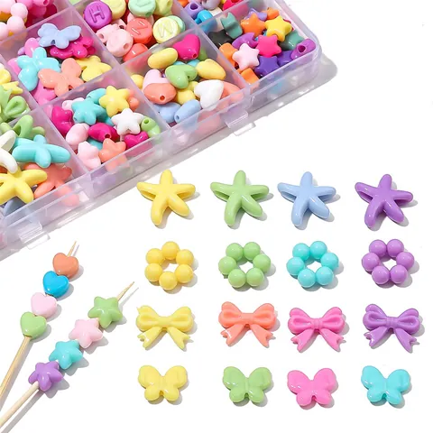 Acrylic Mixed Color Loose Beads For Jewelry Making Star Heart Butterfly Alphabet Beads DIY Bracelet Accessories Craft Beads