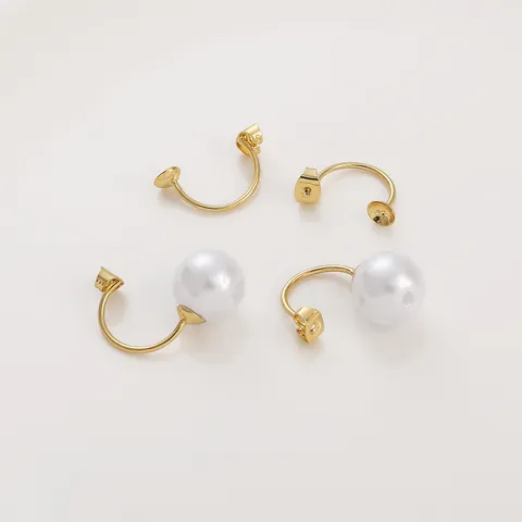 14K Goldgefüllte Kupfer C-Form Ohrring-Rücken Mit Perlen-Tablett Schmetterlings-Ohrstecker Für DIY Schmuckherstellung Zubehör