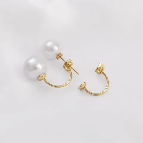 14K Goldgefüllte Kupfer C-Form Ohrring-Rücken Mit Perlen-Tablett Schmetterlings-Ohrstecker Für DIY Schmuckherstellung Zubehör