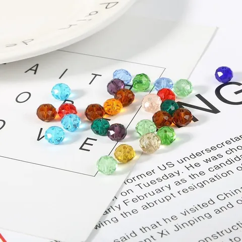 Faceted Glass Crystal Beads Strand Colored Rondelle Beads For DIY Jewelry Making Bracelet Necklace Craft Accessories