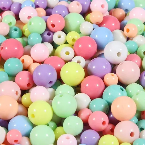 Perles en Acrylique Macaron Couleur Unie Rondes Perles d'Espacement en Vrac DIY Bijoux Enfants Artisanat Fait Main Surface Lisse