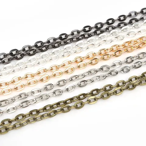 Handmade DIY Jewelry Making Metal Cable Chain For Necklace Earring Bracelet Craft Accessories O-Shape Link Open Chain Jewelry Findings
