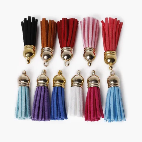 Handmade Faux Suede Tassels With Gold Alloy Cap For Jewelry Making DIY Earring Keychain Bag Charm Pendant Accessories