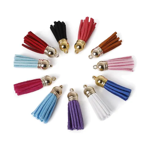 Handmade Faux Suede Tassels With Gold Alloy Cap For Jewelry Making DIY Earring Keychain Bag Charm Pendant Accessories