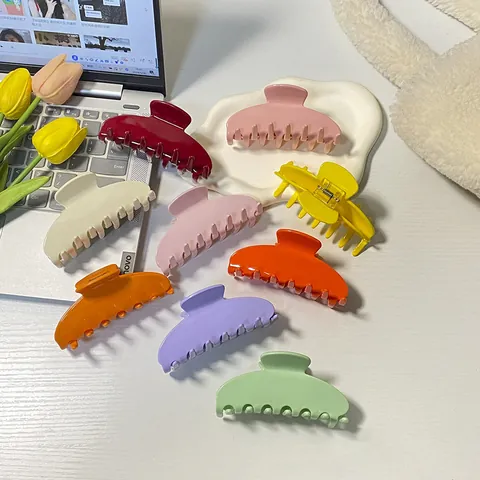 Large Acetate Hair Claw Clip French Style Elegant Solid Color Shark Clip Macaron Color Hair Clamp For Thick Hair Women Accessories