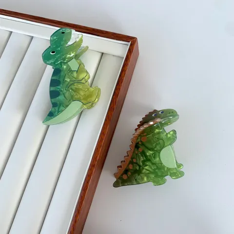 Creative Dinosaur Acrylic Hair Claw Clip Personalized Cute Animal Shape Shark Clip Acetate Marble Texture Hair Styling Accessory