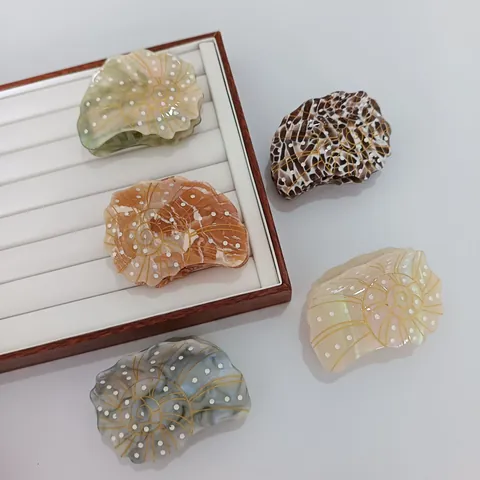 Pinzas para el Cabello de Acetato Serie Océano Forma de Tiburón Concha Pez Clips Creativos de Animales para Mujer Accesorios de Moda