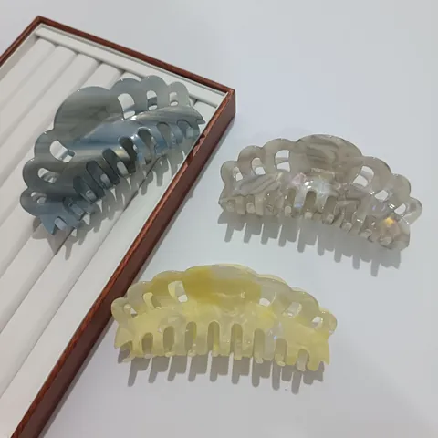 Grote Kroonvorm Acetaat Haarklem Marmeren Textuur Elegante Shark Clip Voor Dik Haar Vrouwen Haaraccessoires