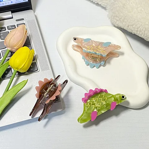Simpatica Molletta per Capelli a Forma di Dinosauro in Acetato Clip a Squalo Accessorio per Capelli per Donna Strumento per lo Styling