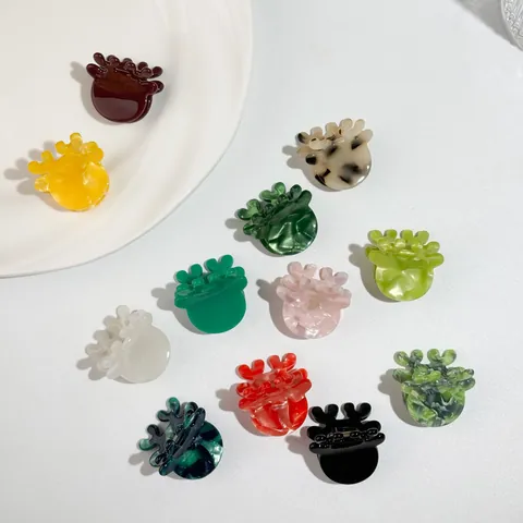 Women's Antler Acetate Hair Claw Clip Retro Marble Texture Shark Clip Small Hair Styling Accessory Daily Hairpin Gift