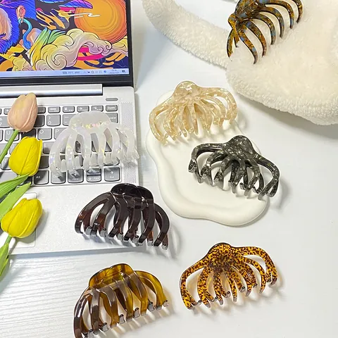 Molletta per Capelli Grande in Acetato da Donna Stampa Leopardata Tartarugata Marmorea Presa Forte Antiscivolo Jumbo Accessori per lo Styling