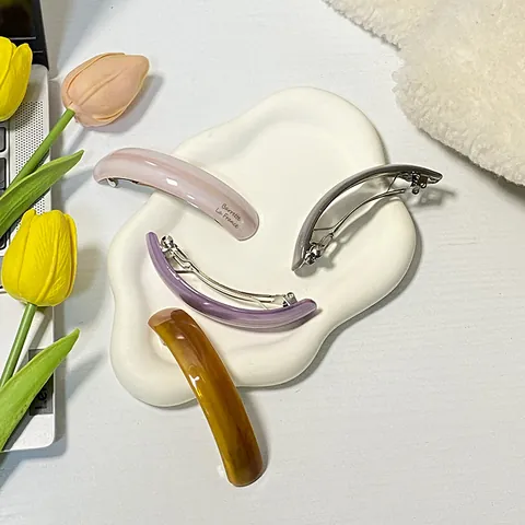 Fermaglio per Capelli in Acetato Minimalista per Donna Molletta a Molla ad Arco Marmorizzato Francese Gioielli per Capelli Quotidiani di Moda