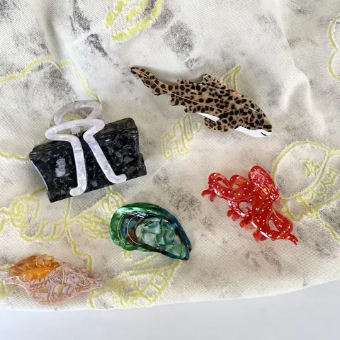 Acetate Hair Claw Clips Ocean Animal Shape Conch Sunfish Shark Octopus Shell Lily Flower Accessories For Women Styling
