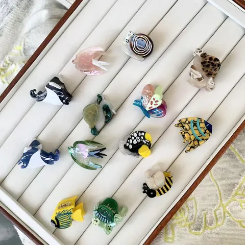 Mini Ocean Animal Acetate Hair Claw Clips Cute Turtle Fish Crab Shape Hairpins Fashion Hair Accessories For Women Kids