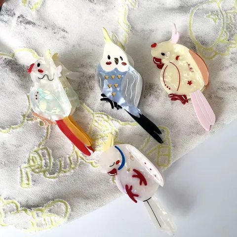 Cute Creative Parrot Bird Shape Acetate Hair Claw Clip Large Size Colorful Animal Design Hair Accessories For Women Daily Styling