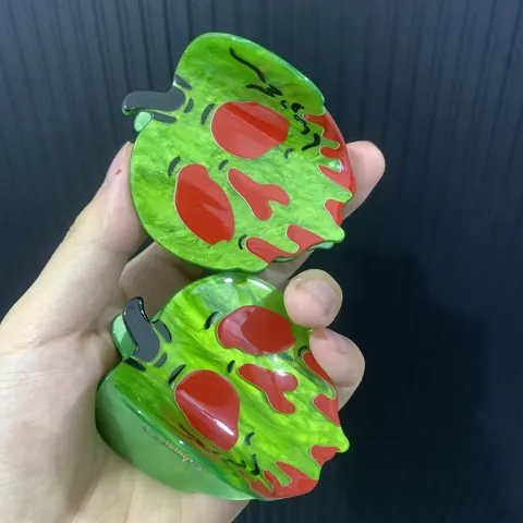 Halloween Groene Giftige Appel Haarklem Grappige Smeltende Schedel PVC Haarklem Voor Dames Dark Style Feest Haaraccessoires