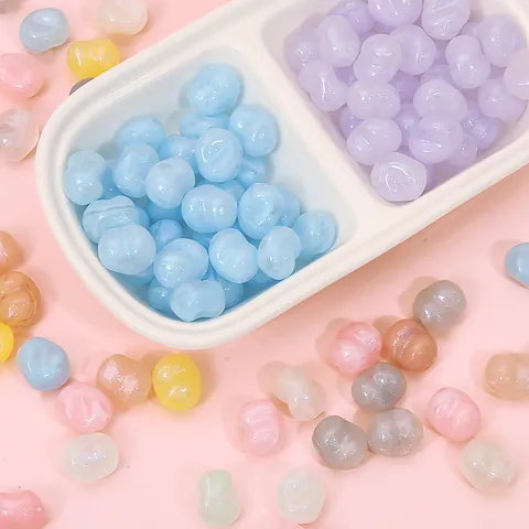 Perles Macaron en Acrylique pour la Fabrication de Bijoux DIY Blue Tears Pentagramme Nœud Fleur Rond Perles Bijoux