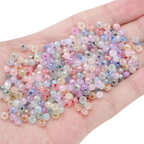 Faceted Glass Seed Beads Crystal Rondelle Spacer Beads Multi Color DIY Bracelet Necklace Jewelry Making Accessories