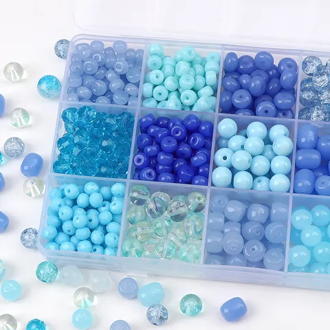 Blue Dream Jelly Crackle Glass Beads For Jewelry Making DIY Handmade Bracelet Material Round Barrel Saffron Beads Craft Accessory
