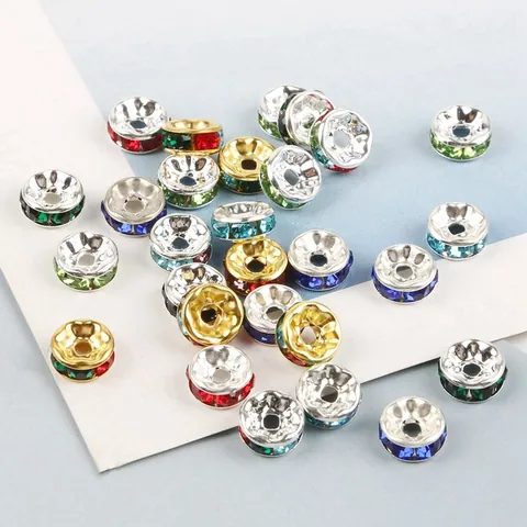 Iron Rhinestone Rondelle Spacer Beads Electroplated Colorful Crystal Wheel Ring DIY Jewelry Making Finding Accessories