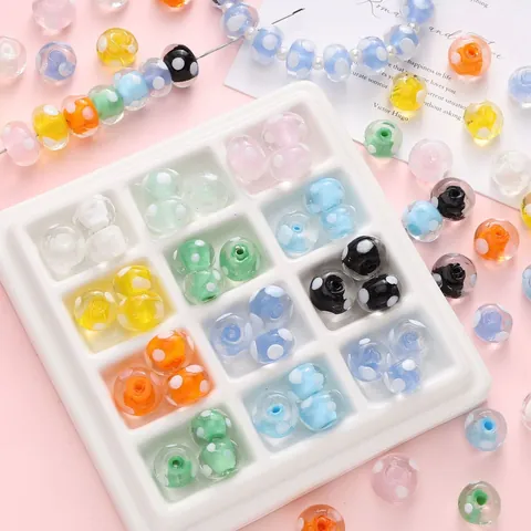 Handmade Polka Dot Lampwork Glass Beads For Jewelry Making DIY Bracelet Necklace Colored Loose Spacer Round Round Beads