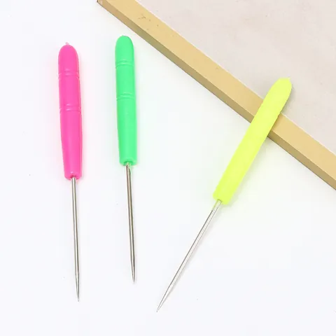 Bunte Kunststoffgriff Nähahle Werkzeug Edelstahl Nadel Spitze Stechwerkzeug Für Heimwerker Leder Handwerk Schuhreparatur Handnähen