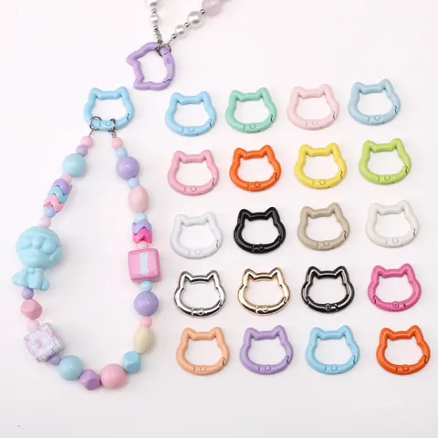 Cat Head Alloy Spring Snap Hook Electroplated Painted Clasp DIY Keychain Bag Phone Chain Jewelry Making Craft Accessories