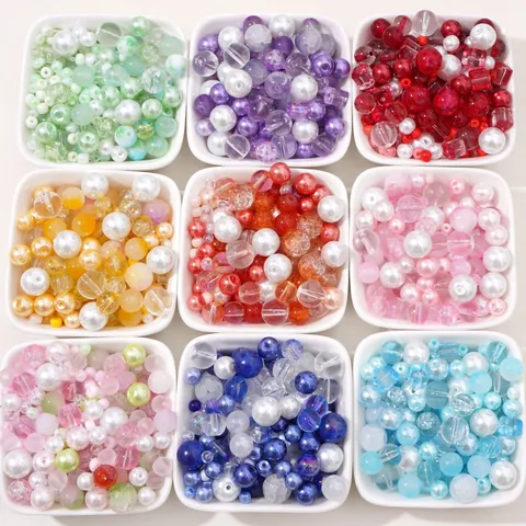 Mixed Glass Faux Pearl Loose Round Beads For DIY Jewelry Making Bracelet Necklace Handmade Handicraft Accessories