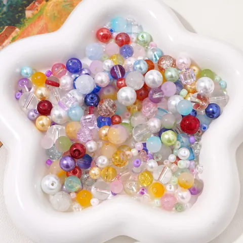 Mixed Glass Faux Pearl Loose Round Beads For DIY Jewelry Making Bracelet Necklace Handmade Handicraft Accessories