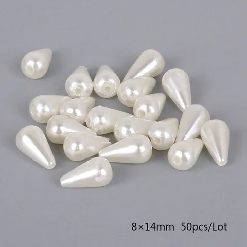 Water Drop Artificial Pearl Glass Beads For DIY Jewelry Making Earrings Headwear Pearlescent White Beige Loose Beads Accessories