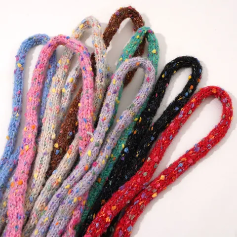 12mm Gestricktes Polyester Konfetti Garn Seil Hohles Geflochtenes Band Für DIY Handgefertigten Schmuck Schlüsselanhänger Zubehör