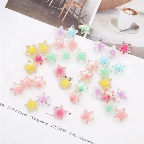 Acrylic Star Shaped Beads For DIY Jewelry Making Crafts Macaron Colored Mixed Iridescent Matte Star Loose Beads Supplies