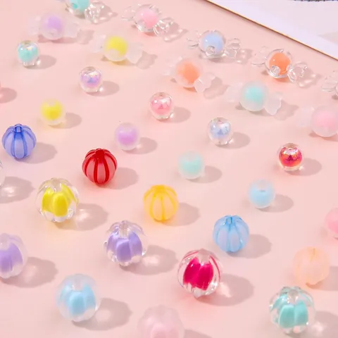 DIY Acrylic Beads For Jewelry Making Mixed Shapes Star Flower Pumpkin Candy Macaron Colors Frosted AB Colorful Beads