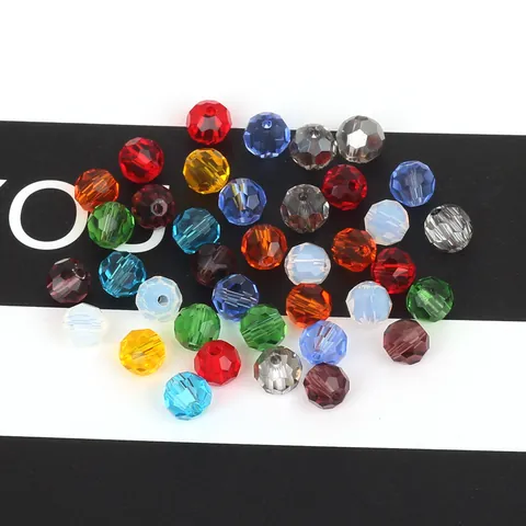 4mm Faceted Glass Beads For Jewelry Making DIY Faceted Round Crystal Glass Loose Beads For Handmade Bracelet Necklace Crafts