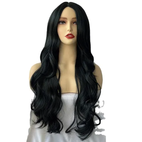 Women Middle Part Long Curly Wig Big Wave High Temperature Fiber Synthetic Hair Natural Look Heat Resistant Daily Party Hairpiece