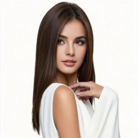 Women's Middle Part Long Straight Synthetic Wig Heat Resistant High Temperature Fiber Hairpiece For Daily Wear Fashion Natural Style