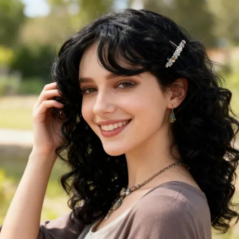 Women's Afro Curl Wig Long Curly Voluminous Synthetic Fiber Small Wave Fluffy Hairpiece For Daily Performance Party Black