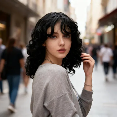 Women's Afro Curl Wig Long Curly Voluminous Synthetic Fiber Small Wave Fluffy Hairpiece For Daily Performance Party Black