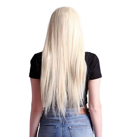 Women Long Straight Synthetic Wig Middle Part High Temperature Silk Natural Black Brown Blonde Hair For Daily Party Hairstyle