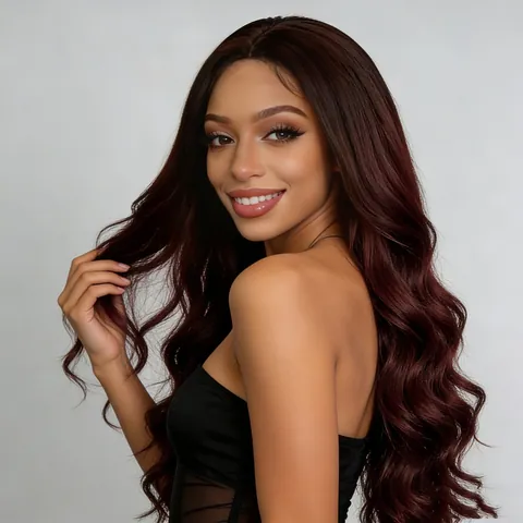 Peluca Sintética Larga Ondulada Ombré para Mujer Fibra de Alta Temperatura Extensión de Cabello Degradado para Fiesta