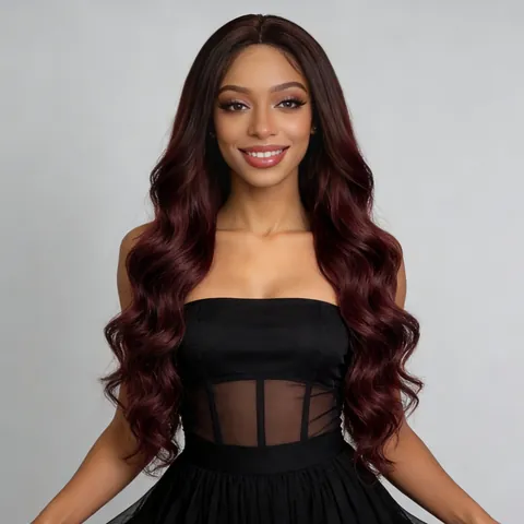 Peluca Sintética Larga Ondulada Ombré para Mujer Fibra de Alta Temperatura Extensión de Cabello Degradado para Fiesta