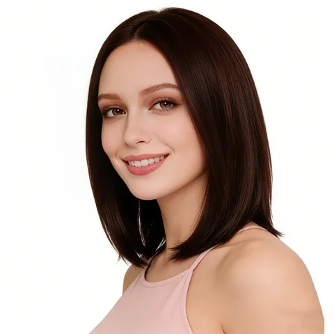 Women Short Straight Bob Wig High Temperature Synthetic Fiber Middle Part Natural Looking Heat Resistant Daily Hair Wear
