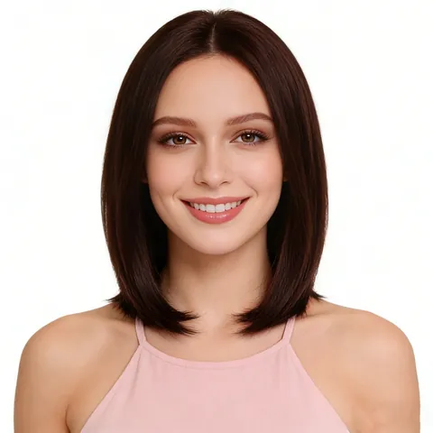 Women Short Straight Bob Wig High Temperature Synthetic Fiber Middle Part Natural Looking Heat Resistant Daily Hair Wear