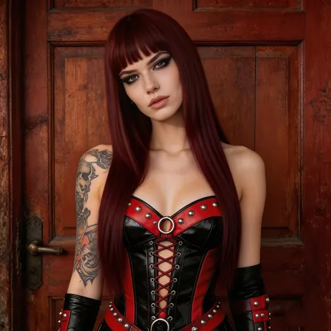 Perruque Longue Lisse en Cheveux Synthétiques Avec Frange Résistante à la Chaleur Rouge Vin Noir Or Rose pour Femme Cosplay